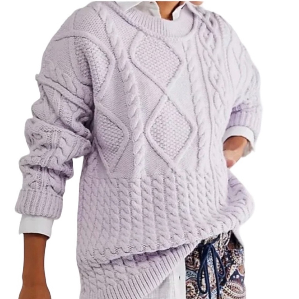 FREE PEOPLE Lavender Cable Knit Sweater NWT